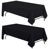 Mantel WEALUXE negro rectangular para mesa de 8 pies con caída de 15 pulgadas