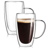 Taza Wells de doble pared con asa para café caliente sin quemar la mano.