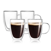 Vaso Wells café con doble pared y asa, mantiene la temperatura sin quemar la mano.