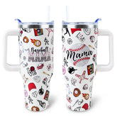 Vaso térmico WENININOK para mamá beisbolista 40oz con manija, cómodo para uso diario.