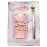 Taza WENSSY La Mejor Mamá de 14 oz en rosa con caja regalo, ideal para regalo