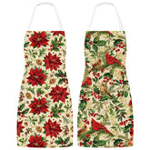 Whaline delantal navidad poinsettia cardenal: ideal para cocinar con estilo.