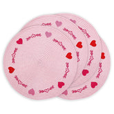Whaline manteles individuales redondos con bordado de corazones para una mesa romántica