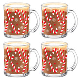 Whaline tazas de vidrio navideñas con asa para bebidas calientes