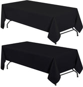 Mantel White Classic WEALUXE negro para mesa de 60x102 pulgadas, dos piezas.