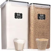 White Feather Supplies vista frontal de contenedores con tapas herméticas para mayor frescura