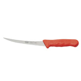 Winco cuchillo deshuesar 6 pulgadas con mango rojo ergonómico para uso prolongado.