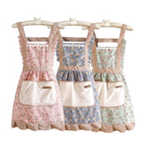 WinDerMo delantal floral con bolsillo frontal; protege la ropa al cocinar.