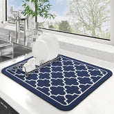 Wiselife: alfombra secado platos 15x18 azul para secar rápidamente los platos.