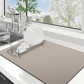 WISELIFE alfombrilla secado platos grande 16x24 khaki para secado rápido