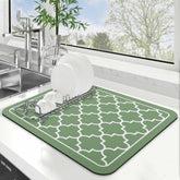 Almohadilla de secado para platos verde con diseño práctico de WISELIFE.