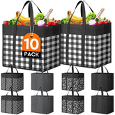 Bolsas WISELIFE de gran capacidad con diseño plaid D para compras grandes y fáciles de transportar