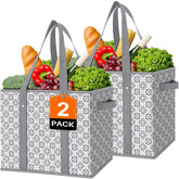 Bolsas Wiselife reutilizables dos unidades, espaciosas para compras grandes.