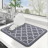 Estera de secado WISELIFE absorbente gris para platos y encimeras.