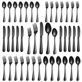 Conjunto de cubiertos negros WISKEMA de 20 piezas para cuatro comensales, ideal para cenas.