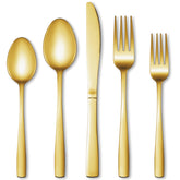 WISKEMA cubiertos dorados, frontal, juego para 4 personas ideal para cenas elegantes.