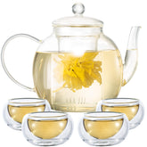 Tetera Wlasss de vidrio 1500 ml con infusor, ideal para té suelto.
