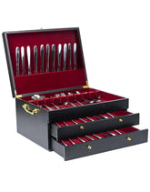 WodGod caja cubiertos tres capas negro, organización práctica para la cocina diaria.