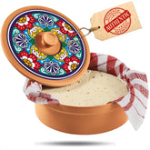 woobud calentador tortillas terracota con tapa decorativa mantiene tortillas cálidas para servir