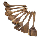 WOODme juego de utensilios de teca para cocinar con sartenes antiadherentes