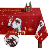 Mantel WovWeave con diseño de Santa Negro, ideal para ambientar la Navidad.