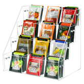 Wuudy organizador de té acrílico, frente claro para ver inventario.