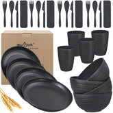 Conjunto wwyybfk de platos y tazones de trigo, duraderos para uso diario.