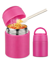Termo Sopa WXXM 10oz para niños en tono rosa, ideal para almuerzo escolar