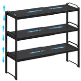X-cosrack estantes expandibles para cocina, paquete de tres, optimizan el almacenamiento.