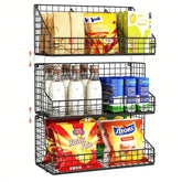 X-cosrack organizador de snacks de tres niveles montado en pared para acceso rápido.