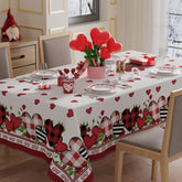 Mantel XCHI con corazones para mesa rectangular, ideal para San Valentín.