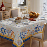 Mantel XCHI con dreidel, estrella de seis puntas, 60x84, adecuado para Janucá y cenas festivas.