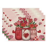 Salvamanteles XCHI con rosas y corazones para una mesa colorida y protegida.