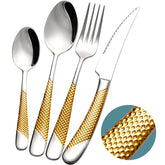 Xideman cubiertos 16 piezas martillados en plata y oro para mesa elegante