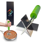 Xidgets amasador carne, acero inoxidable, mango ergonómico para control y comodidad.
