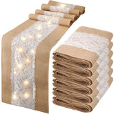 Xinnun Camino de mesa de yute con luces LED, ideal para cenas elegantes y cálidas.