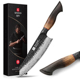 XINZUO Santoku: hoja damascus de 67 capas para cortes precisos.