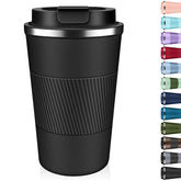 XKELFX Termo Café 17oz negro, vista frontal, mantiene bebidas calientes
