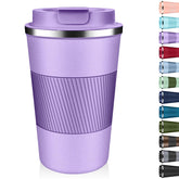 XKELFX tumbler termico 12oz lavanda, vista frontal; mantiene bebidas calientes o frias por horas