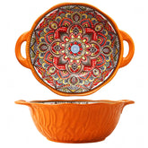 Tazones XKXKKE de cerámica boho con asas para sopa 1200 ml