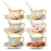 XRBEOU tazas de porcelana de ocho onzas con diseño floral, ideales para té diario