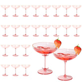 Copa martini de XUWAIDSGN rosa 9oz con borde dorado, ideal para banquetes.