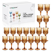 Vaso de vino plástico vintage XUWAIDSGN en rosa, elegante y duradero para fiestas.