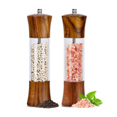 XWXO molinillo de sal y pimienta con cuerpo acrílico claro y madera de acacia.