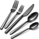 XXZWSJSH juego de cubiertos negro brillo para 8 personas, ideal para cenas elegantes