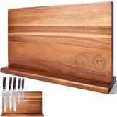 XYJ bloque cuchillos acacia extra grande: almacenamiento seguro para cuchillos en la cocina.