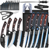 XYJ juego de cuchillos de chef profesional en estuche, ideal para casa y camping.