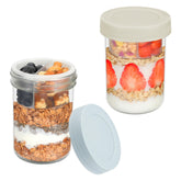 Conjunto Xyptorix: tarros de vidrio 16 oz con tapas herméticas para avena de la noche