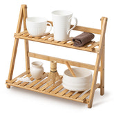 Yalikop estante matcha de dos niveles, almacenamiento compacto para tazas.