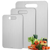 Yaocom conjunto de tres tablas de cortar en acero inoxidable para diversas tareas de cocina